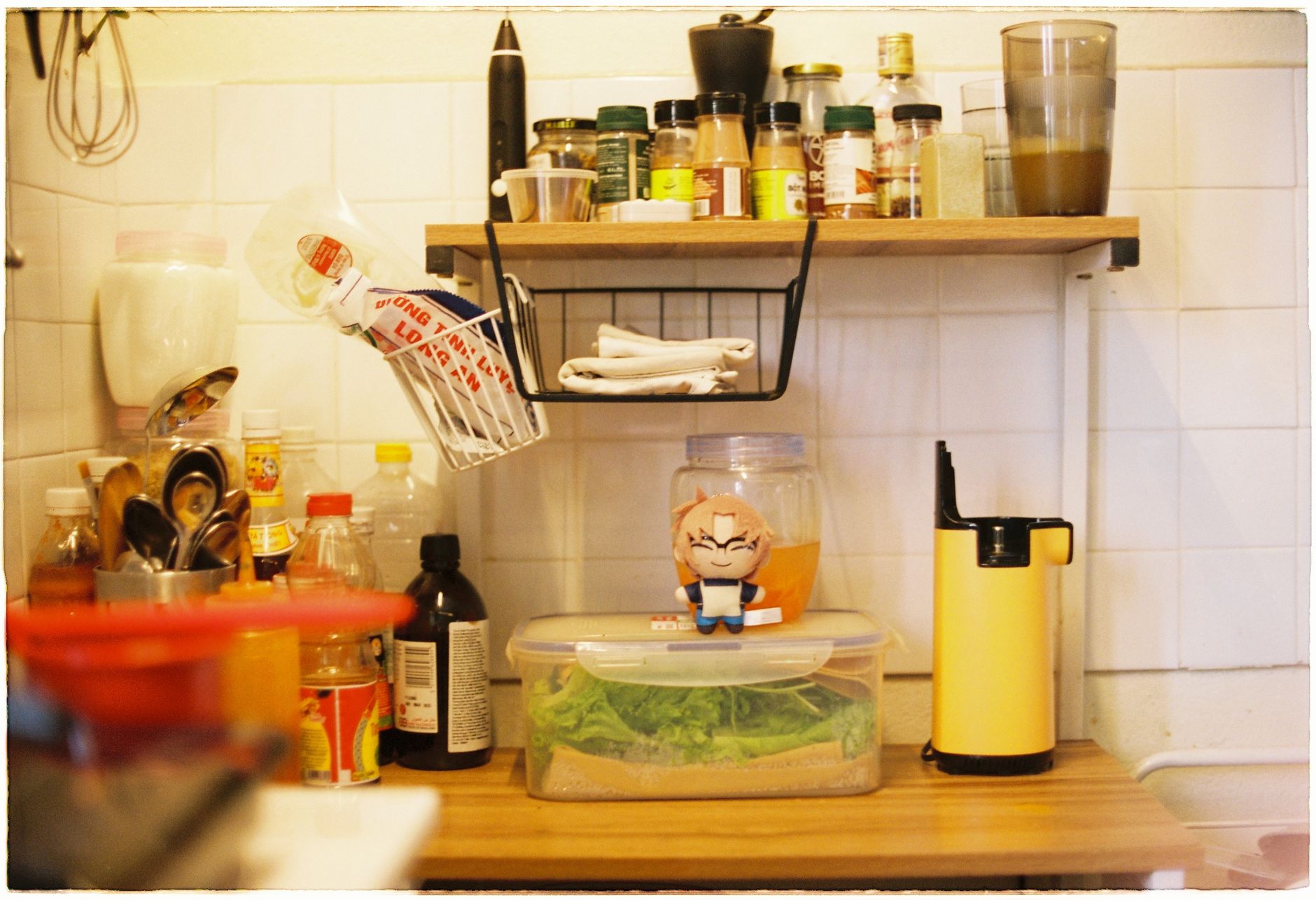Kitchen countertop spice rack and storage organizer