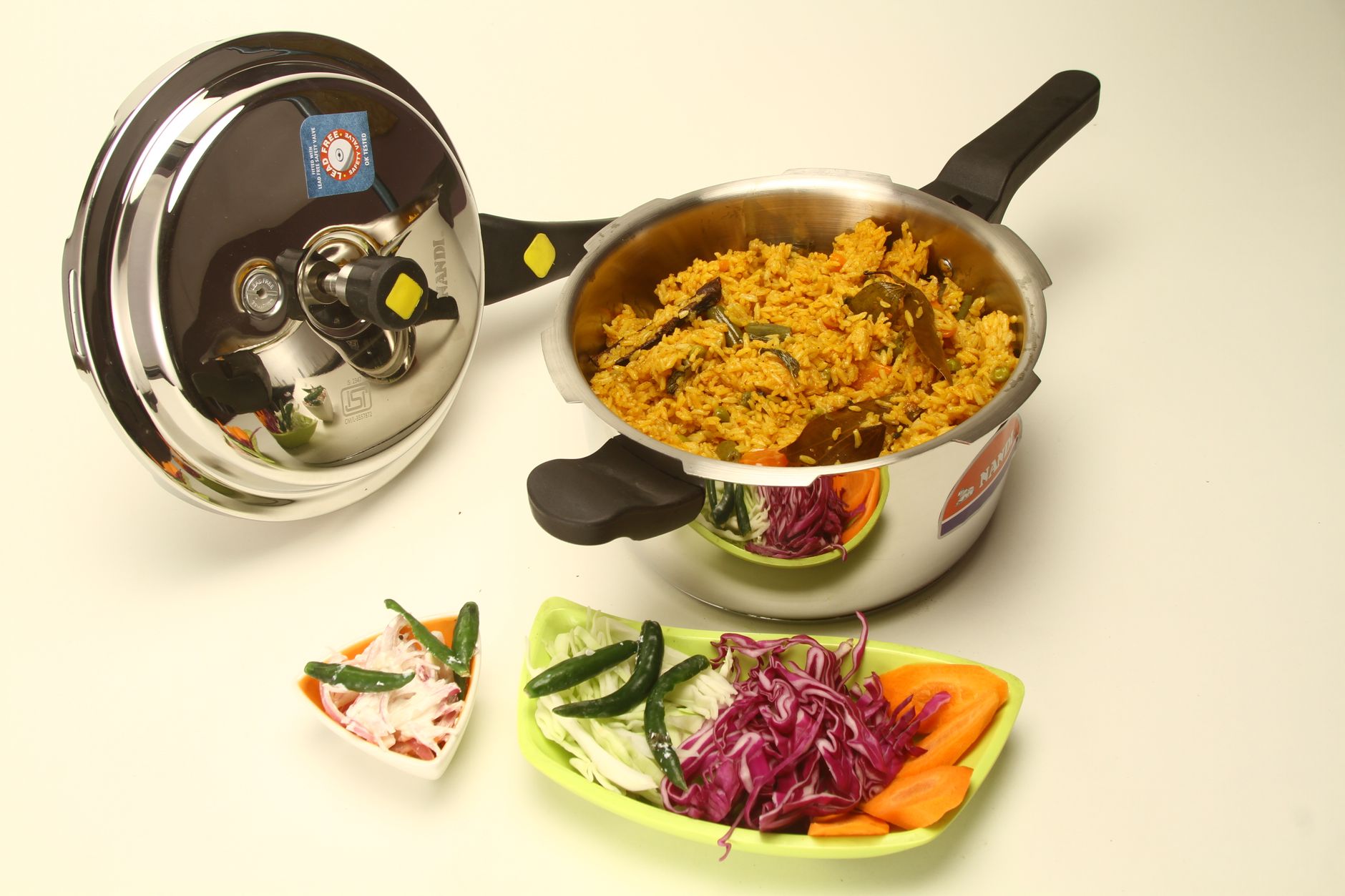 Stainless steel cookware cooking Indian food