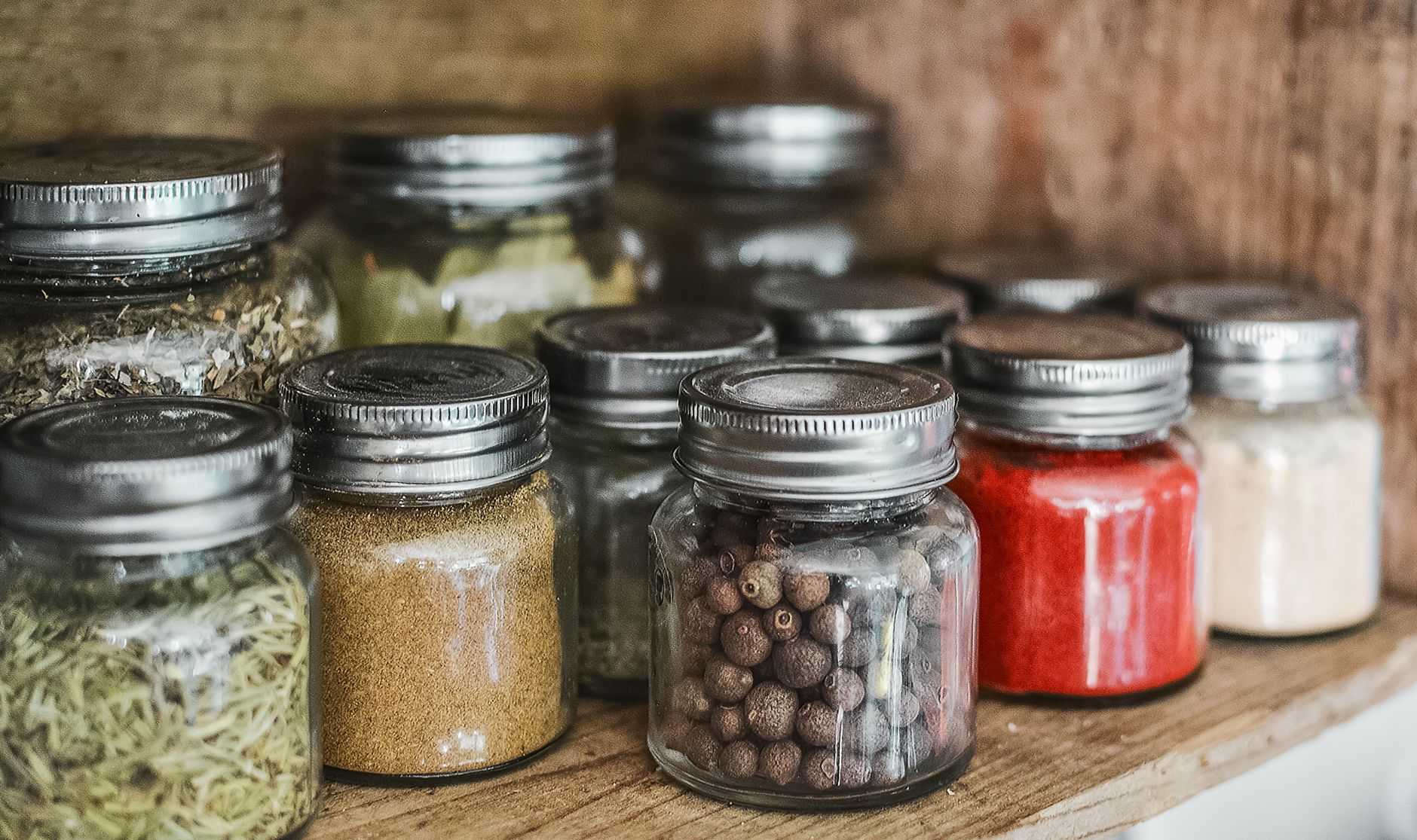 Kitchen shelf with organised containers for Indian pantry storage