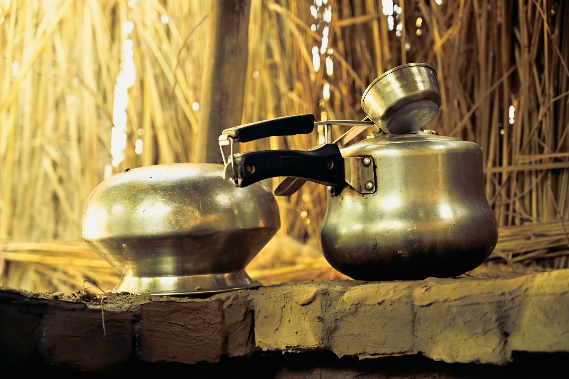 Traditional stainless steel cooking vessels for Indian kitchen