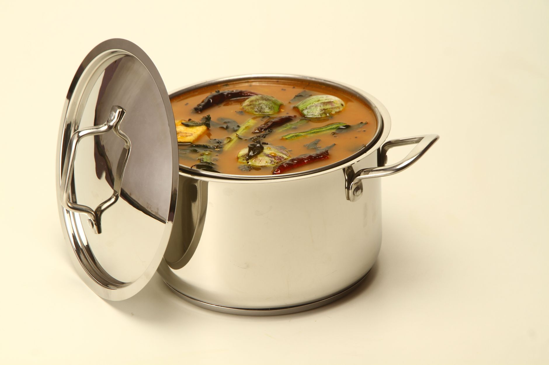 Pigeon stainless steel cookware with Indian sambar dish