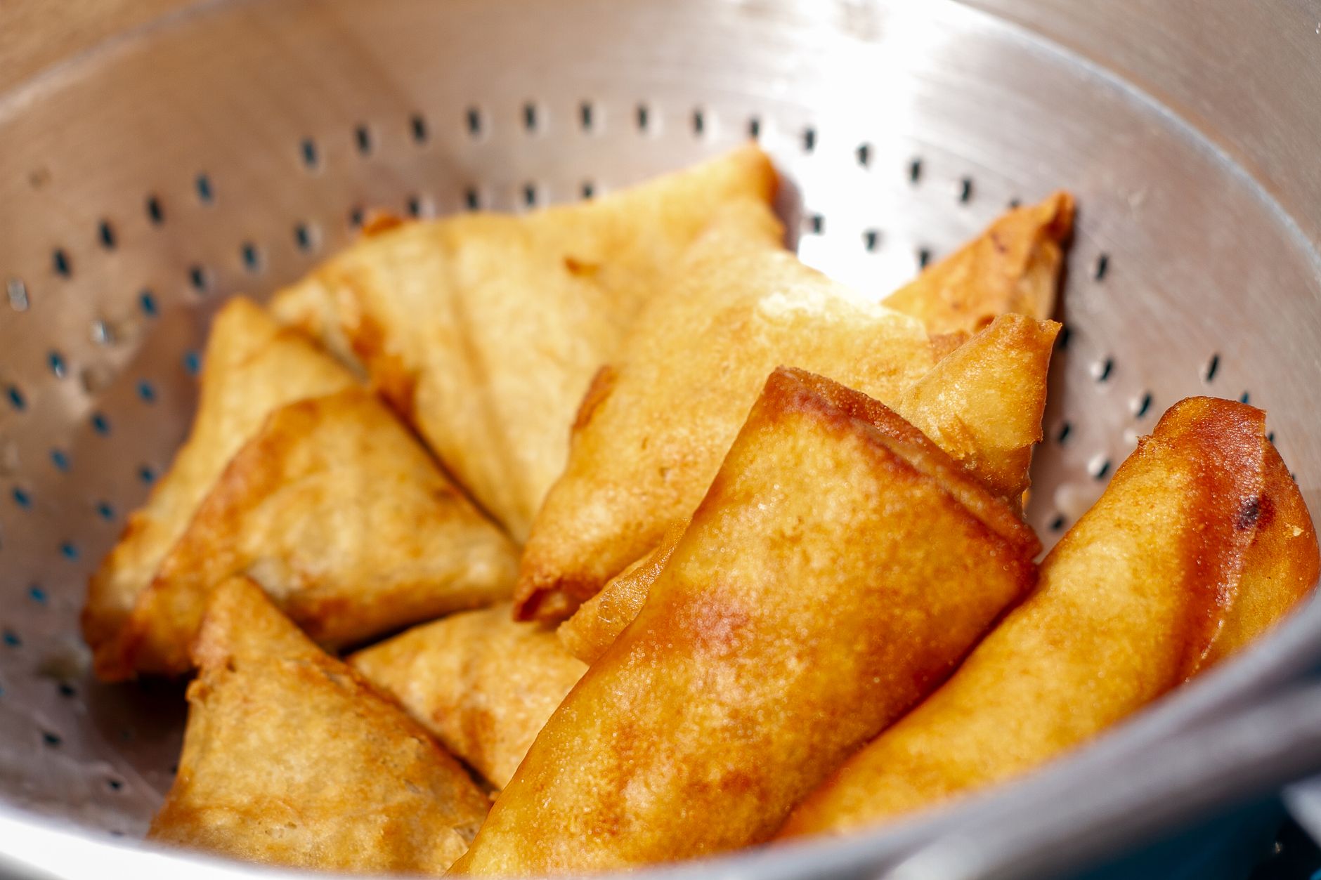 Crispy samosas cooked in Prestige air fryer perfect for Indian snack preparation
