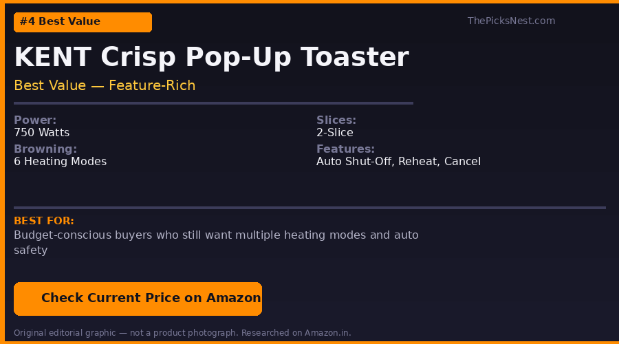 KENT Crisp Pop-Up Toaster buying decision guide — original editorial comparison graphic, not a product photograph